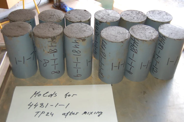 Molded samples for treatability study.